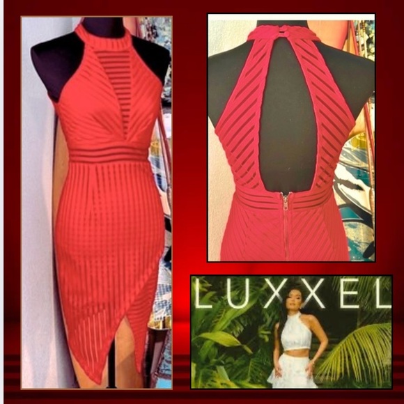 NWT, Luxxel, Stunning Vibrant,Rich Red Cocktail Dress, Small - Picture 8 of 14